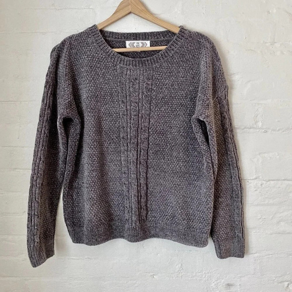 Pink Rose Gray Chenille Sweater Small - Picture 2 of 5